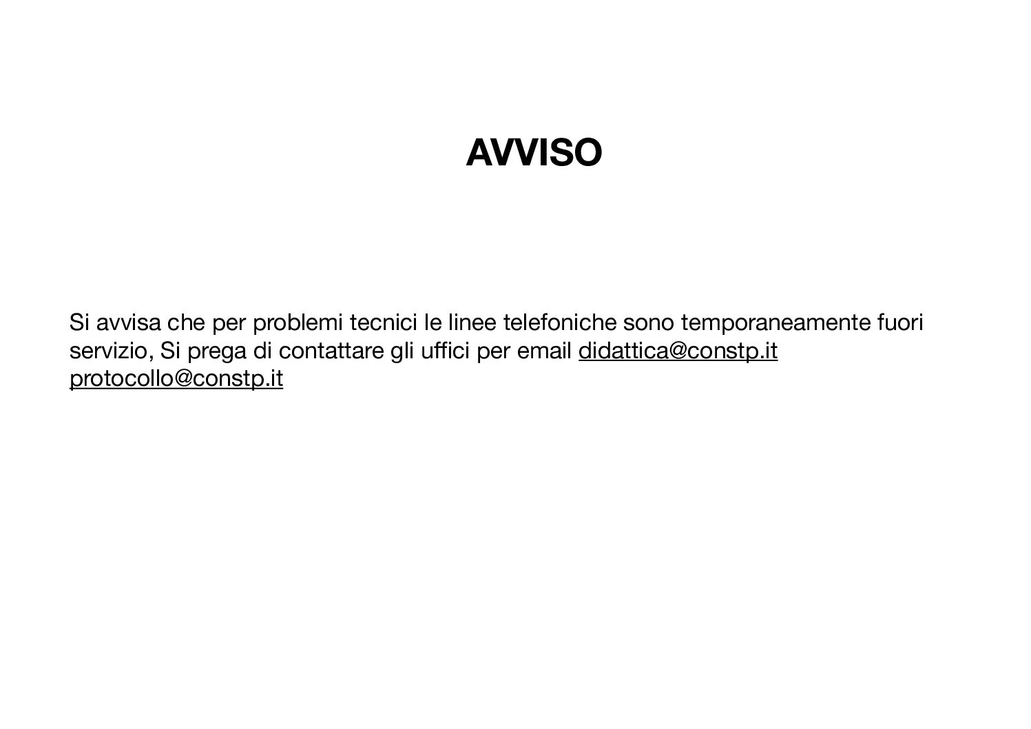 AVVISO GUASTO TELEFONICO