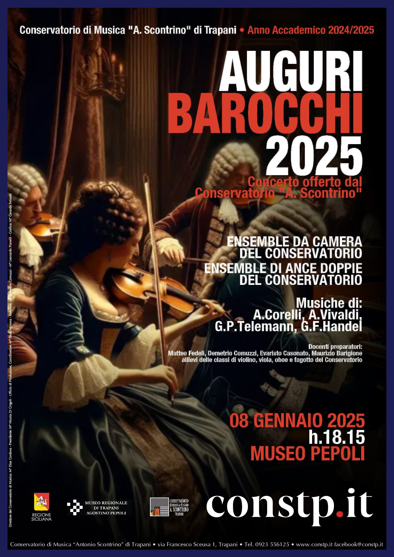 Locandina Auguri Barocchi 2025 presso il Museo A. Pepoli di Trapani