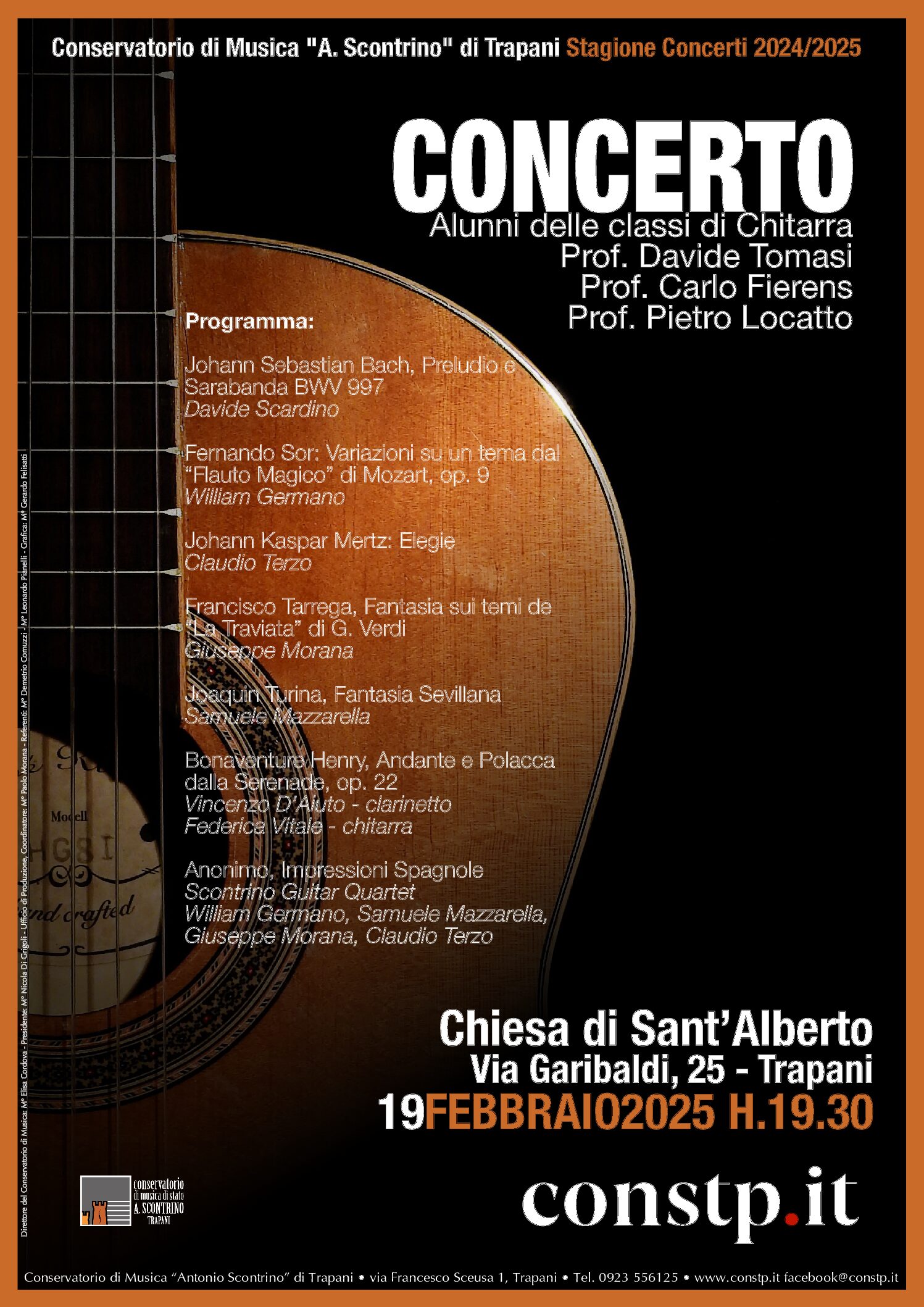 LOCANDINA CONCERTO CLASSI DI CHITARRA CHIESA SANT'ALBERTO 19.02.2025